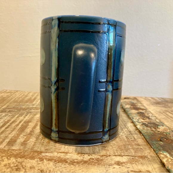 4 MCM Blue Dot Mugs Coffee Cups Geometric New Old Stock Japan Kasuga Ware - Picture 8 of 16